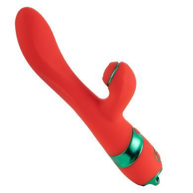 Вібратор-кролик з вакуумною стимуляцією та флогером LOCKINK SEVANDA Whip Vibrating Massage Wand Red & Green - фото