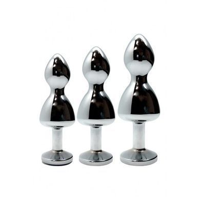 Анальна пробка з кристалом (2,8 см) Wooomy Lollypop Double Ball Metal Plug Blue S - фото