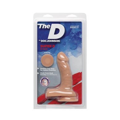 Фалоімітатор з кібершкіри Doc Johnson The D Super D 6 Inch With Balls (16 см) - фото
