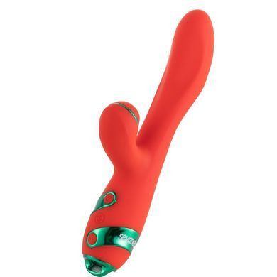 Вібратор-кролик з вакуумною стимуляцією та флогером LOCKINK SEVANDA Whip Vibrating Massage Wand Red & Green - фото