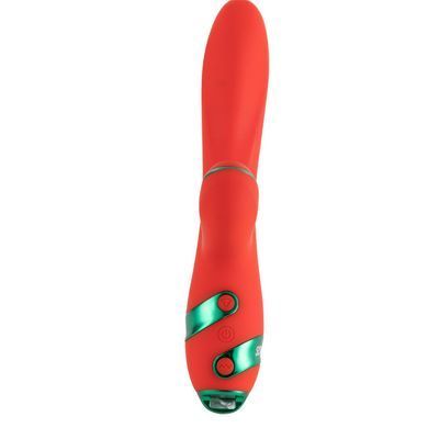 Вібратор-кролик з вакуумною стимуляцією та флогером LOCKINK SEVANDA Whip Vibrating Massage Wand Red & Green - фото
