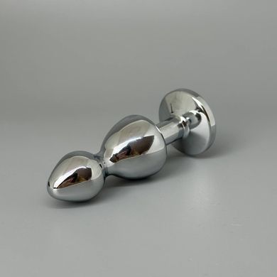 Анальна пробка з кристалом (2,8 см) Wooomy Lollypop Double Ball Metal Plug Blue S - фото