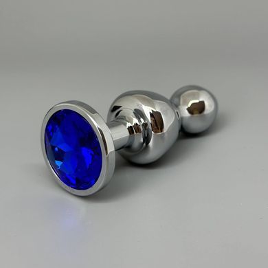 Анальна пробка з кристалом (2,8 см) Wooomy Lollypop Double Ball Metal Plug Blue S - фото