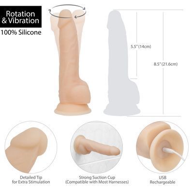 Фаллоимитатор ADDICTION Naked 8" Rotating & Vibrating Vanilla (20,3см) - фото