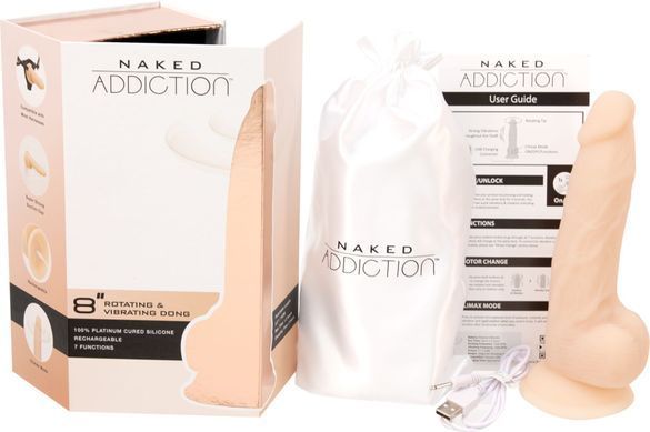 Фаллоимитатор ADDICTION Naked 8" Rotating & Vibrating Vanilla (20,3см) - фото