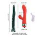 Вібратор-кролик з вакуумною стимуляцією та флогером LOCKINK SEVANDA Whip Vibrating Massage Wand Red & Green - фото товару