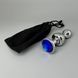 Анальна пробка з кристалом (2,8 см) Wooomy Lollypop Double Ball Metal Plug Blue S - фото товару