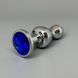 Анальна пробка з кристалом (2,8 см) Wooomy Lollypop Double Ball Metal Plug Blue S - фото товару