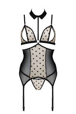 Корсет с подвязками и трусики Passion DOMINICA CORSET beige S/M