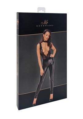 Бодістокінг Noir Handmade F298 Libido Deep-V catsuit with collar and pearl chain S