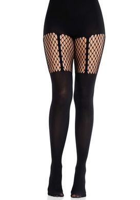 Еротичні колготки Leg Avenue Garter Illusion Tights with Net Detail One Size Black - фото