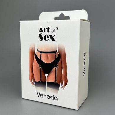 Пояс шкіряний з підв'язками Art of Sex Venecia black XS-XXL, Чорний