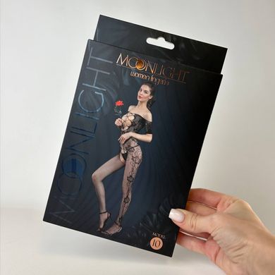 Бодистокинг с имитацией шнуровки и цветами Moonlight Model 10 Black - фото