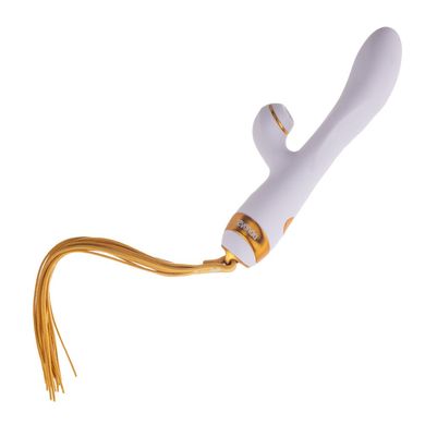 Вібратор-кролик з вакуумною стимуляцією та флогером LOCKINK SEVANDA Whip Vibrating Massage Wand White & Golden - фото