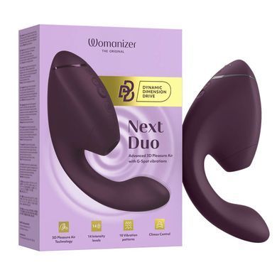 Вакуумний кліторальний стимулятор з вібрацією Womanizer Next Duo Dark Purple фіолетовий - фото