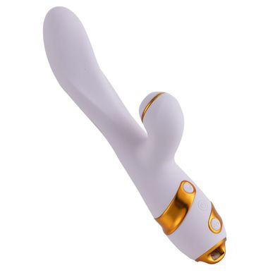 Вібратор-кролик з вакуумною стимуляцією та флогером LOCKINK SEVANDA Whip Vibrating Massage Wand White & Golden - фото