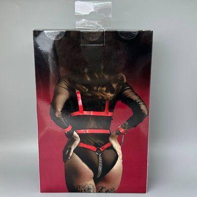Збруя з ланцюгом Feral Feelings Harness with Cuffs Red червона