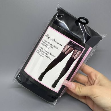Еротичні колготки Leg Avenue Garter Illusion Tights with Net Detail One Size Black - фото