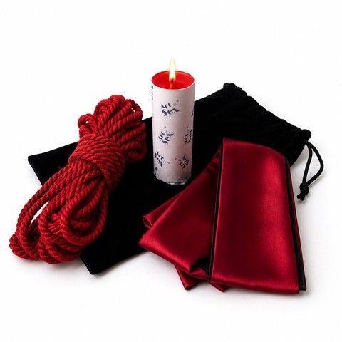 Набор для Shibari та Wax play Intimka (красный) - фото