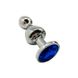 Анальная пробка с кристаллом Wooomy Lollypop Double Ball Metal Plug Blue M (3,1 см) - фото товара