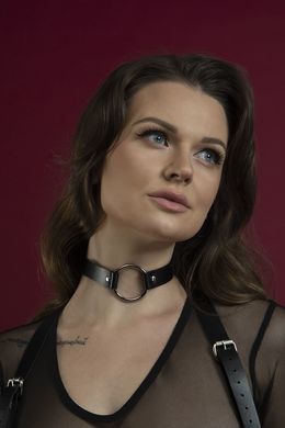 Кожаный чокер с кольцом Feral Feelings O-Ring Collar черный