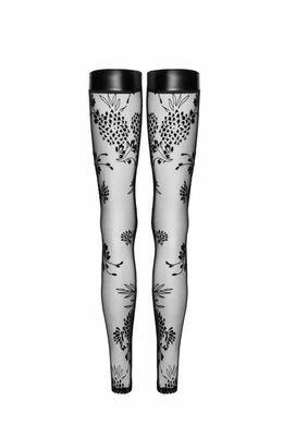 Чулки&nbsp;Noir Handmade F243 Tulle stockings with patterned flock embroidery S