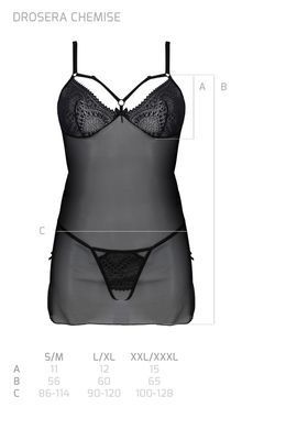 Прозора сорочка і трусики Passion DROSERA BODY black L/XL