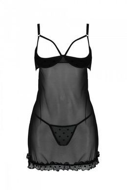 Сорочка і трусики Passion MARINA CHEMISE black S/M