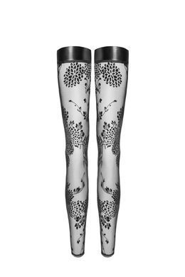 Чулки&nbsp;Noir Handmade F243 Tulle stockings with patterned flock embroidery S