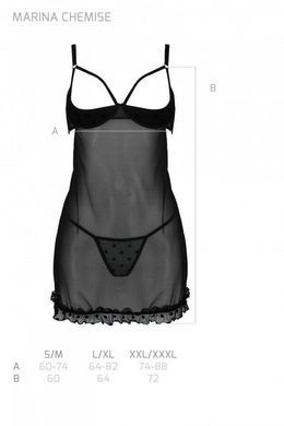 Сорочка і трусики Passion MARINA CHEMISE black S/M