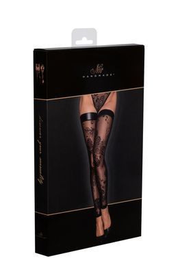 Чулки&nbsp;Noir Handmade F243 Tulle stockings with patterned flock embroidery S