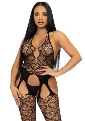 Бодистокинг Leg Avenue Net suspender bodystocking One size Black - фото