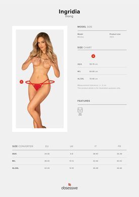 Трусики Obsessive Ingridia crotchless thong XL/2XL красные