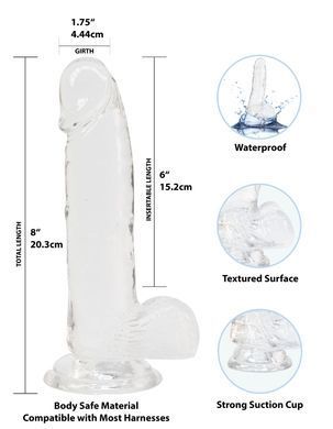 Фаллоимитатор ADDICTION Clear Dildo with Balls 8" (20,3 см) - фото