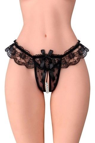 Трусики с бусами и доступом Fashion Secret Romance Black черные
