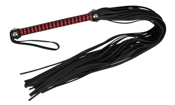 Флоггер кожаный с красно-черной ручкой ZADO Leather Flogger 76 см - фото