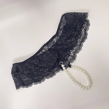Сексуальні жіночі трусики Fabiana з перлами чорні, розмір XS-M - фото