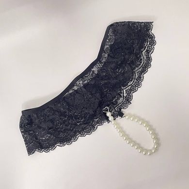 Сексуальные женские трусики Fabiana с жемчугом черные, размер XS-M