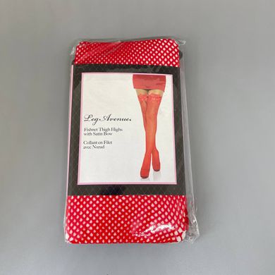 Чулки сетка с бантом Leg Avenue Fishnet Thigh Highs With Bow OS Red - фото