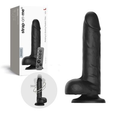 Вибратор с ротацией Strap-On-Me Rotating & Vibrating Realistic Dildo L Black - фото