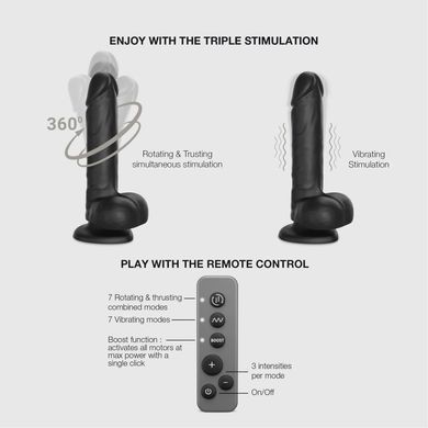 Вибратор с ротацией Strap-On-Me Rotating & Vibrating Realistic Dildo L Black - фото