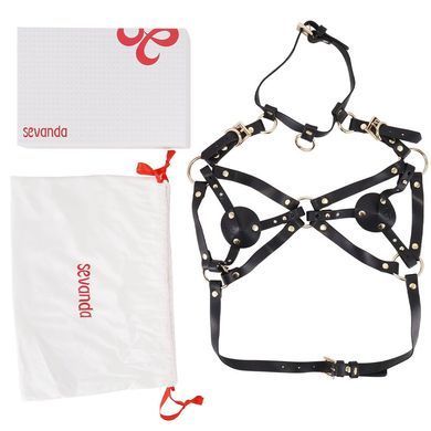 Портупея з натуральної шкіри LOCKINK SEVANDA Queen Chest Harness with Removable Bra