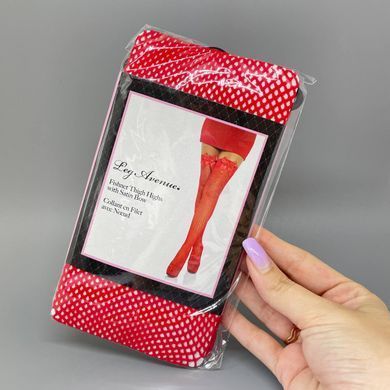 Чулки сетка с бантом Leg Avenue Fishnet Thigh Highs With Bow OS Red - фото