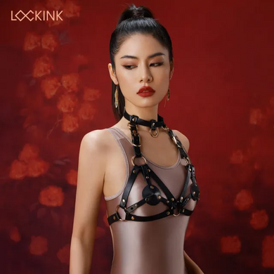 Портупея з натуральної шкіри LOCKINK SEVANDA Queen Chest Harness with Removable Bra