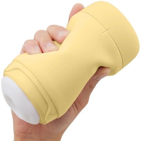 TENGA PUFFY Custard Yellow - вакуумный мастурбатор желтый - фото