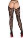 Эротические колготки Leg Avenue Rose Lace Crotchless Tights with Open One Size Black - фото товара
