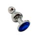 Анальна пробка з кристалом Wooomy Lollypop Double Ball Metal Plug Blue L (3,5 см) - фото товару
