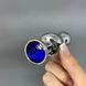 Анальна пробка з кристалом Wooomy Lollypop Double Ball Metal Plug Blue L (3,5 см) - фото товару