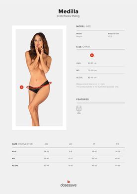 Трусики с доступом Obsessive Medilla crotchless thong XS/S черные