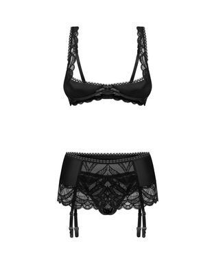 Еротичний комплект Obsessive Lecille 3-pcs crotchless set S/M - фото